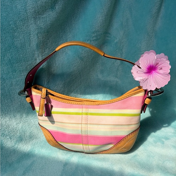 Coach Handbags - Coach Pastel and Tan Striped Hobo Bag